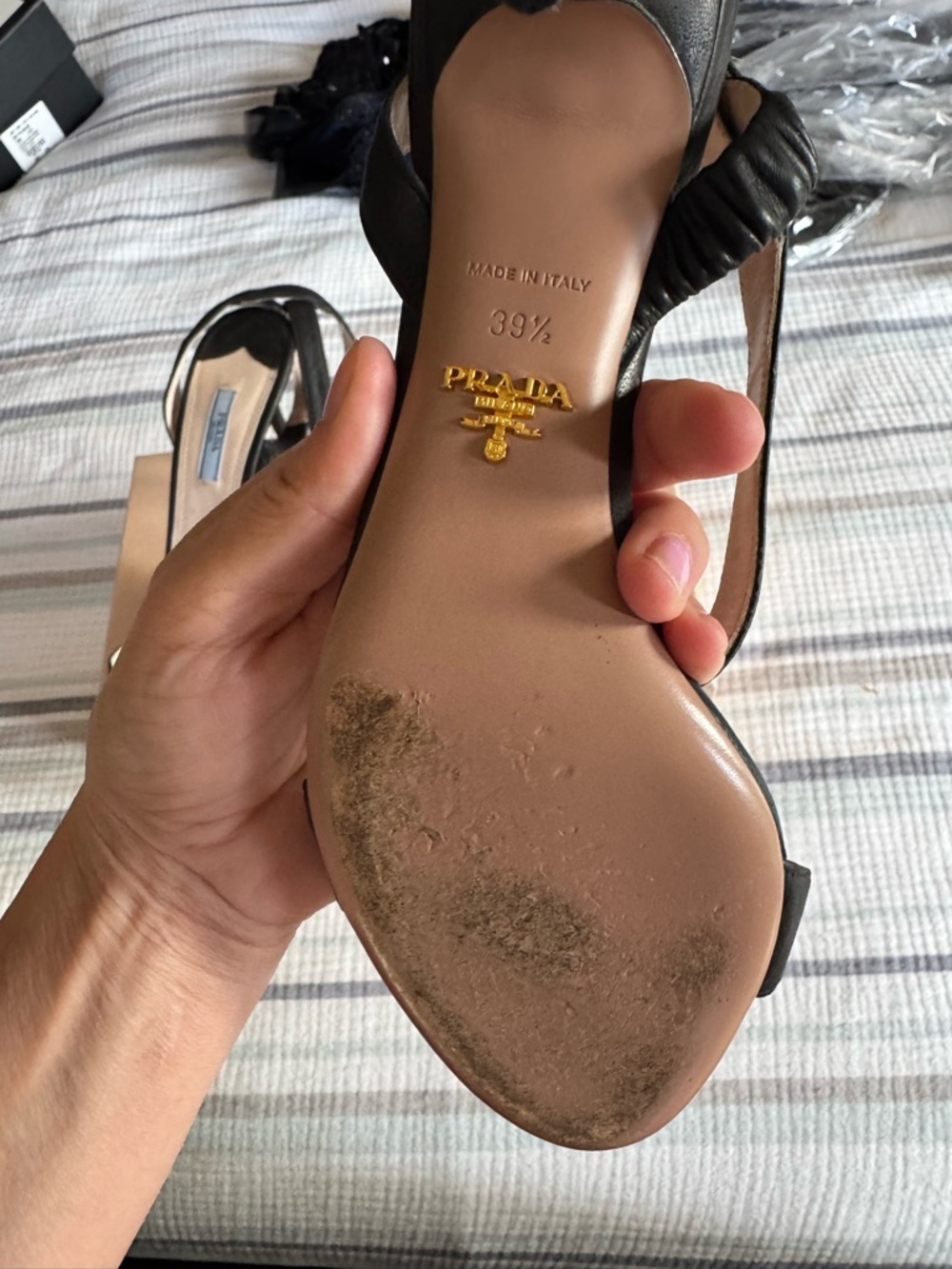 Prada Black Leather Strappy Stiletto Sandals - Picture 4 of 7